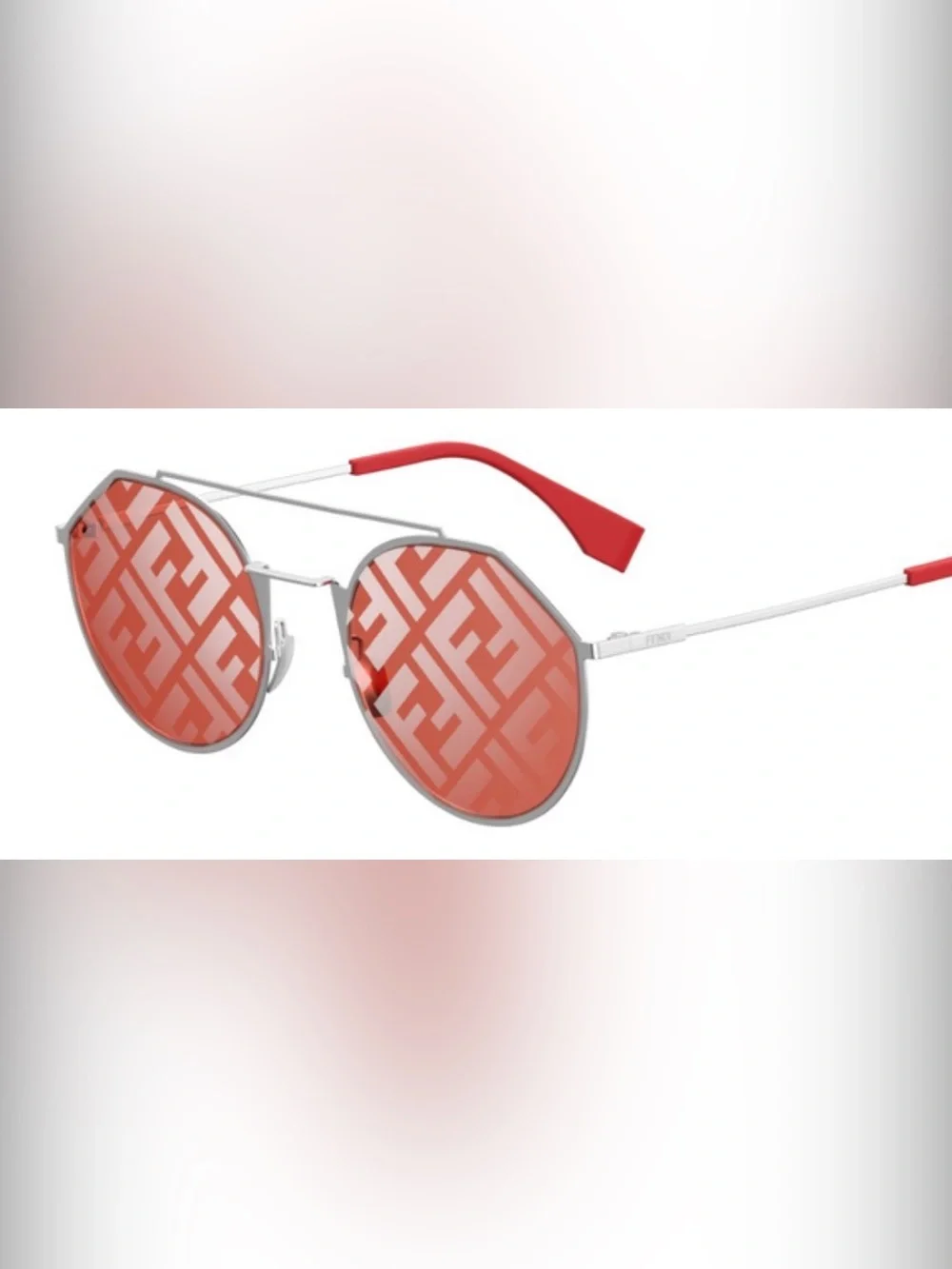 Fendi Red Patterned Lens Sunglasses with Silver Frame